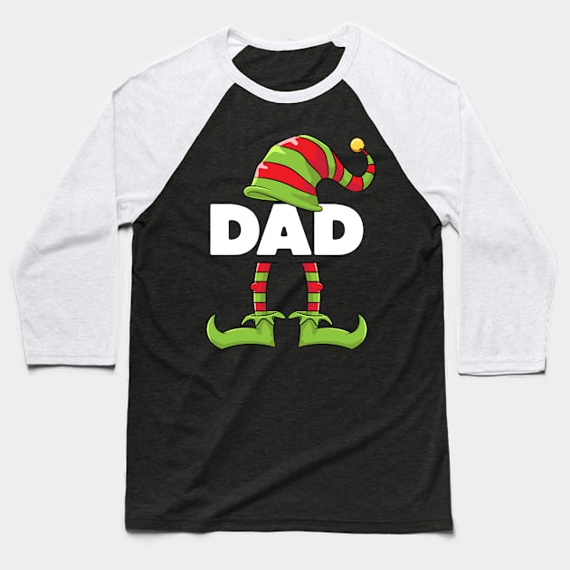 Mens Dad Daddy Elf Funny Matching Christmas Costume Family Baseball T-Shirt by teeleoshirts